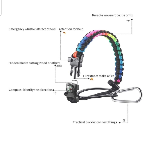 Paracord Handle Wide Mouth Water Bottle Accessorie - Picture 5 of 9